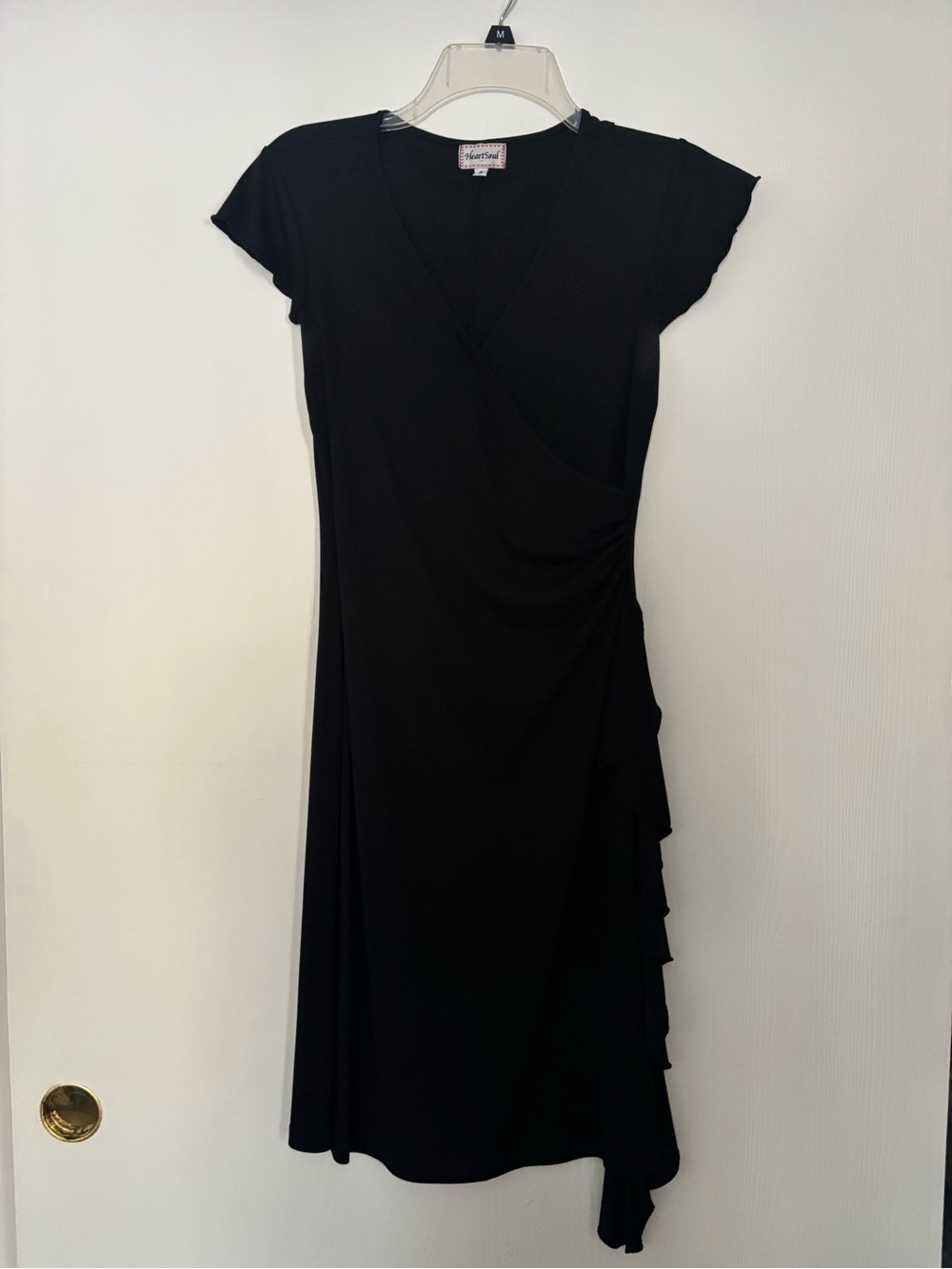 HeartSoul Black Wrap-Style Midi Dress (small)